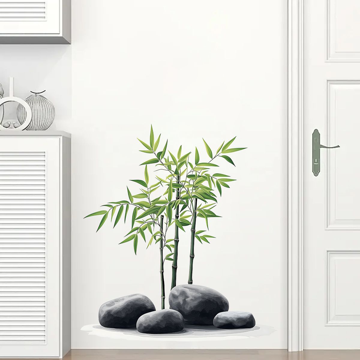 Home Bathroom Wall Tiles - Ink Bamboo Wall Sticker Bathroom Toilet