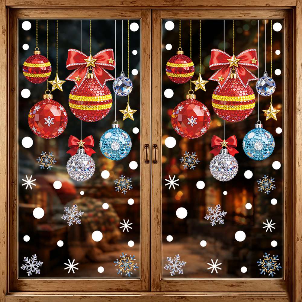 Home Bathroom Wall Tiles - Christmas Tree & Snowman Window Stickers