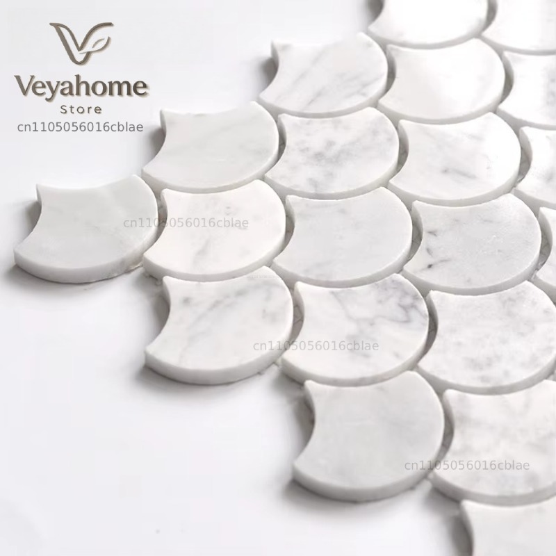 Fish Scale Scalloped Marble Mo - Home Bathroom Wall Tiles recension och pris